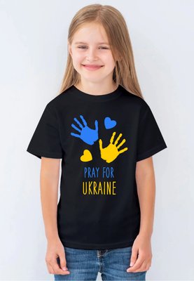 Футболка для дівчат чорна з принтом "Pray for Ukraine" 180328GPB_Pray for Ukraine_158 фото