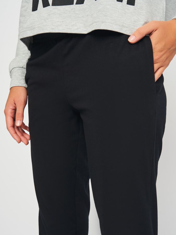 Костюм домашній жіночий лонгслів та штани чорного кольору 230416 фото