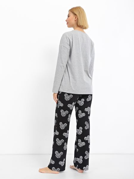 Піжама жіноча: лонгслів і штани, сірий меланж 221007 фото