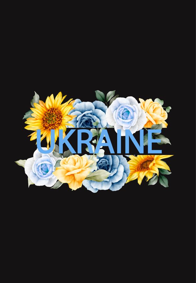 Футболка женская черная с принтом "Украина на цветах" 160404PB_Ukraine on flowers_XL фото